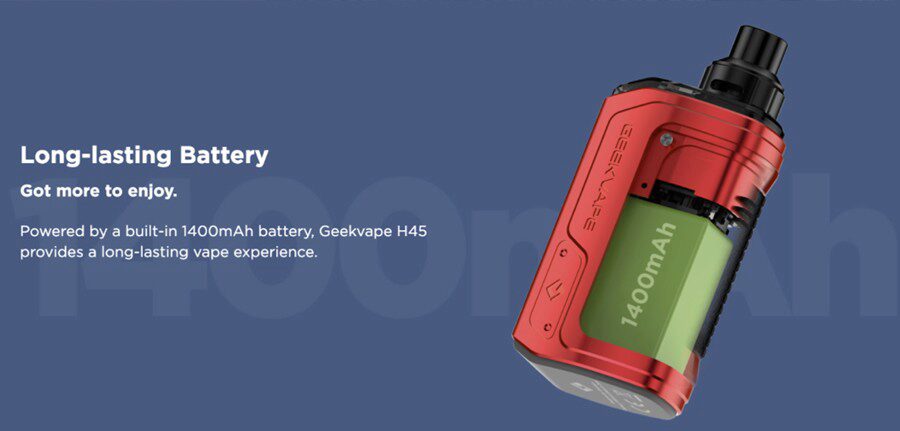 The Aegis Hero 2 pod vape kit has been designed to deliver power for longer thanks to its 1400mAh built-in battery. 