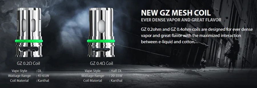 The Eleaf GZ coils have been specially designed for use with the P100 kit and there are two versions available, giving you the option of either Direct To Lung or restricted-Direct To Lung vaping.