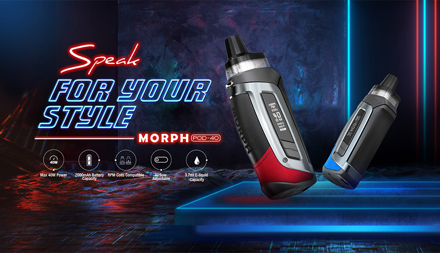 The Smok Morph Pod-40 vape kit is a compact and versatile option that supports MTL & DTL vaping.