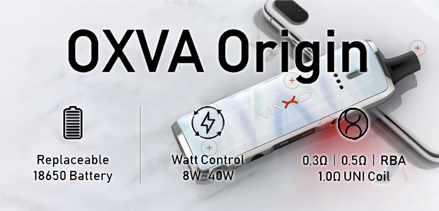 The OXVA Origin vape kit is compact, stylish and very simple to use, making it the ideal choice for vapers of all experience levels.