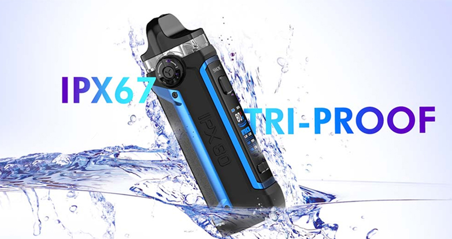 The Smok IPX80 is a compact pod kit that’s waterproof, dustproof and shockproof, making it incredibly well protected.