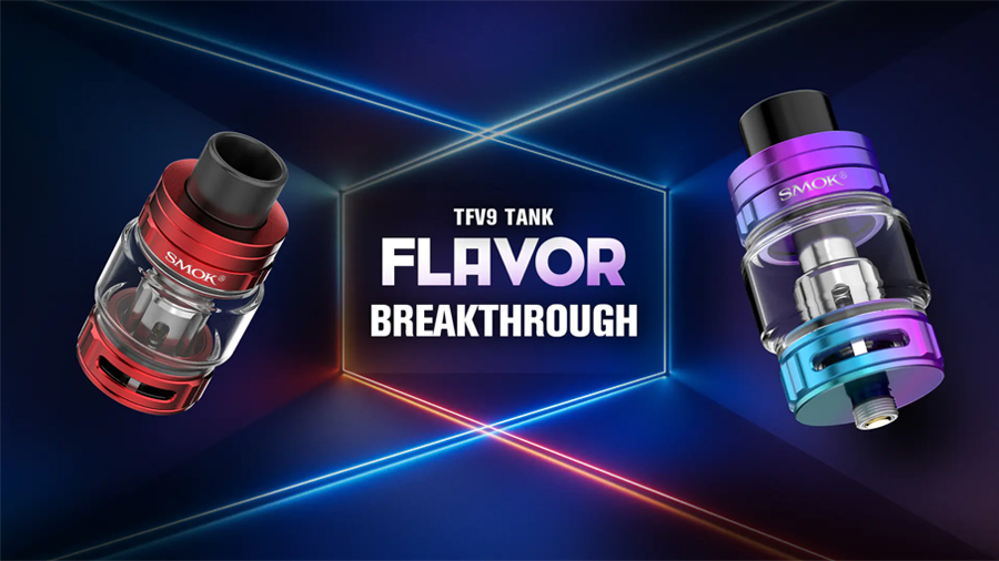 The Smok TFV9 vape tank offers both increased vapour and flavour production for an authentic sub ohm experience.