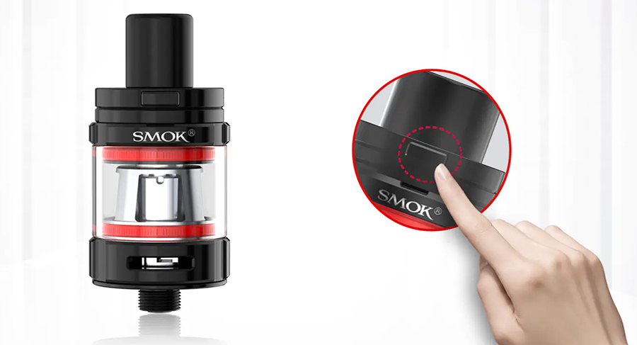 The 2ml TF RPM tank features a child lock button which releases the top cap for a secure and hassle-free refill method.