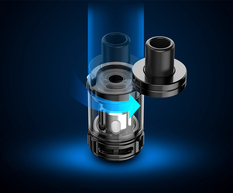 The 2ml TFV9 Mini tank features a push to open child resistant rotating top cap design which is both clean and hassle-free.