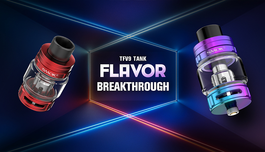The Smok TFV9 tank delivers an authentic sub ohm experience with increased vapour production and improved flavour.