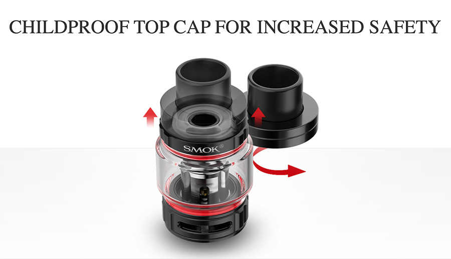 Refilling is now simpler and safer thanks to the Smok TFV9 tank’s new childproof top filling mechanism.
