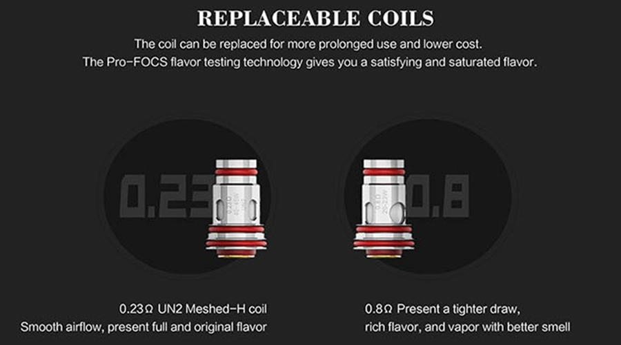 The Aeglos coils are available in two variants, with one designed for discreet vapour production and the other for improved vapour production.