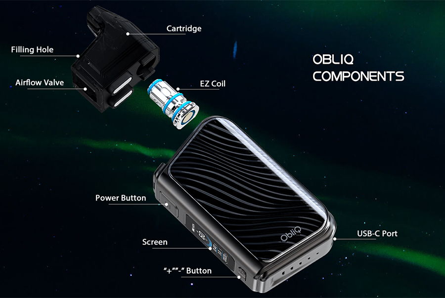 The Joyetech Obliq is a removable coil pod kit which can be utilised for both MTL and DTL vaping, powered by a built-in 1800mAh battery.