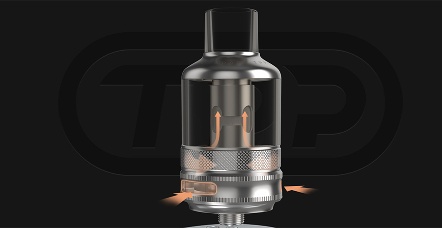The Drag X Plus features the TPP pod tank which is equipped with an adjustable airflow and a bottom fill system.