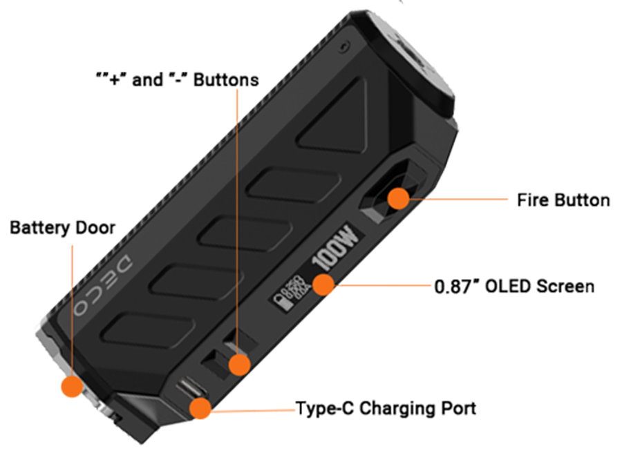 The Aspire Deco is a lightweight sub ohm vape mod with a 510 connection point, which can be powered by either a single 18650 or 21700 battery.