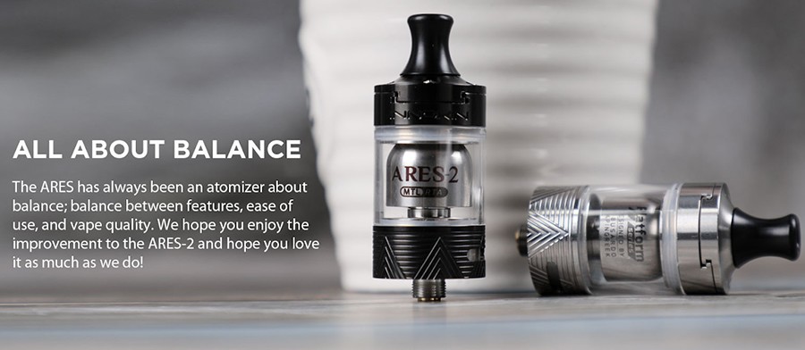 The Innokin Ares 2 is a MTL RTA which features a 2ml e-liquid capacity and a 510 connection point to pair with the majority of vape mods.