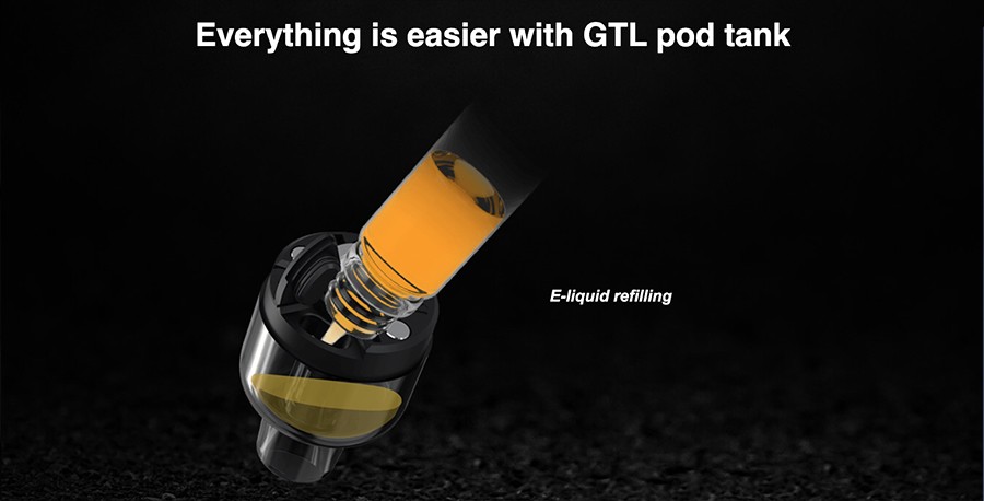 Simple to use and giving you the option to pair your kit with your favourite e-liquid, the GTL pod tank is very simple to both use and maintain.