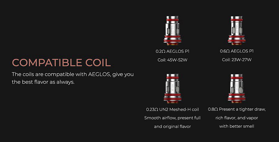 A wide range of compatible coils are available for this kit, giving you the option of MTL and DTL vaping.