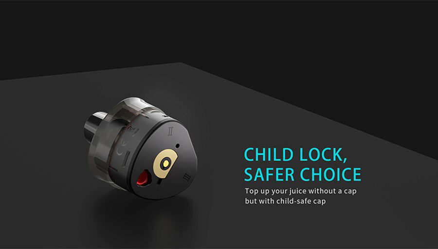 The T1 refillable pods can each hold up to 2ml of e-liquid and feature a childproof lock system.