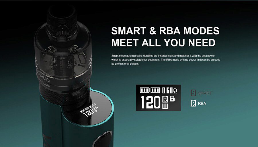 Take your pick between Smart mode for a quicker setup or RBA mode if you're looking to select your own power output between 5 - 120W.