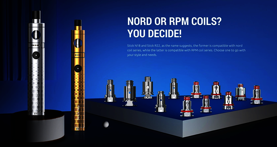 Compatible with the Nord coil range, you'll find plenty of options for MTL and DTL vaping with the Smok Stick N18 kit.