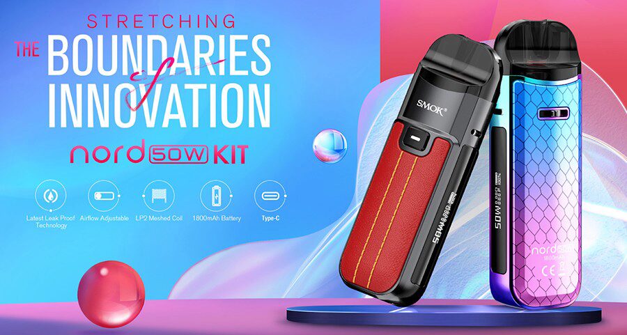 Experience sub ohm vaping in a smaller package with the Smok Nord 50W pod vape kit.