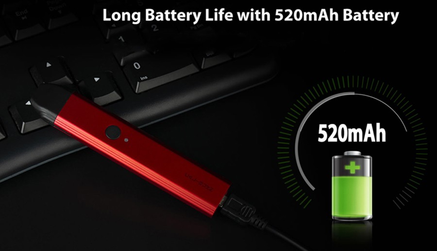 A 520mAh built-in battery provides a consistently high performance.