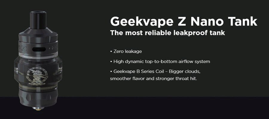 The Geekvape Z50 vape kit has a 2000mAh built in battery that lasts all day.