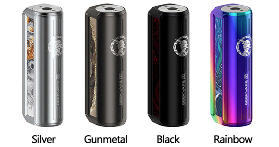 The GeekVape Z50 mod comes in plenty of design and colour options including silver, gunmetal, black and rainbow.