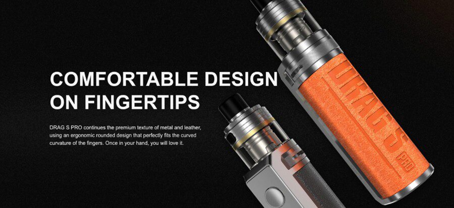 The VooPoo Drag S pod kit has a soft feel thanks to the leather material.