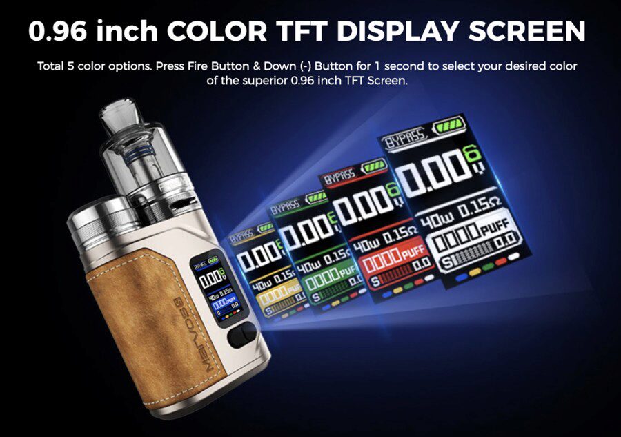 The Freemax Marvos S 80W vape kit features a big, colour screen meaning that the UI is easy to use.