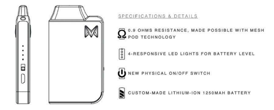 The Mi Pod 2.0 pod vape kit features 0.9 Ohm coil pods, so you experience an MTL (Mouth To Lung) vape style.