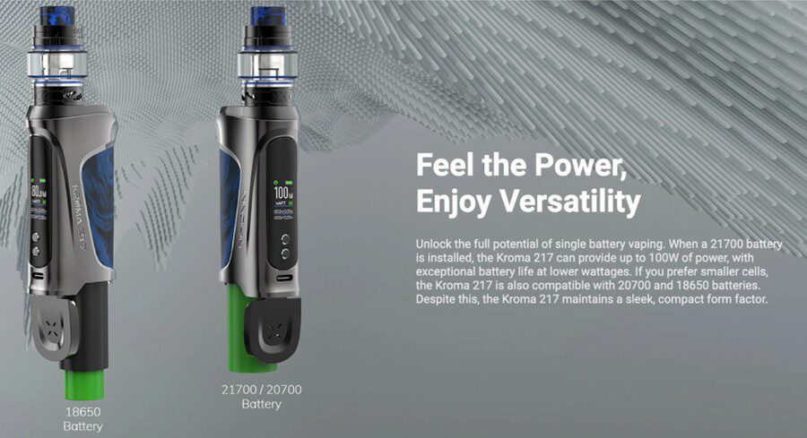 Compatible with three different types of battery, the Innokin Kroma 217 is a versatile option that delivers more vaping between charges.
