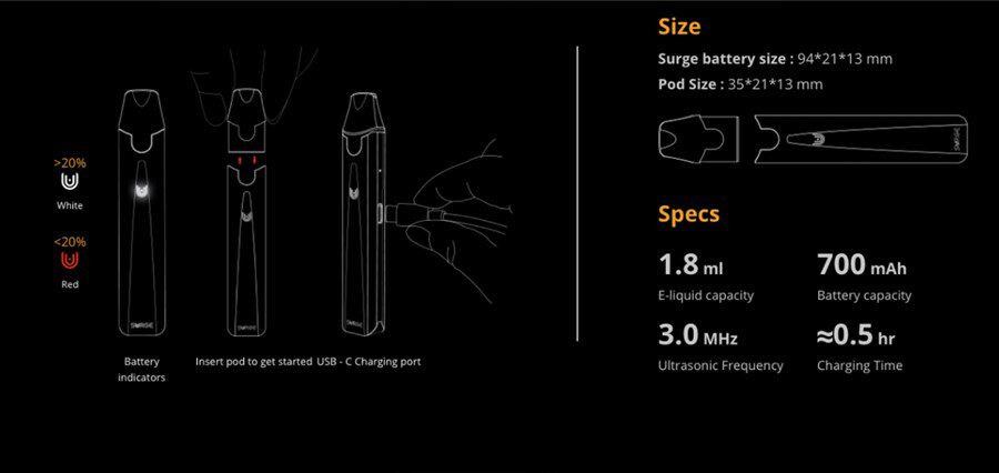 A compact kit that lasts longer between charges, the Surge Express pod kit by Innokin is powered by a 700mAh battery. 