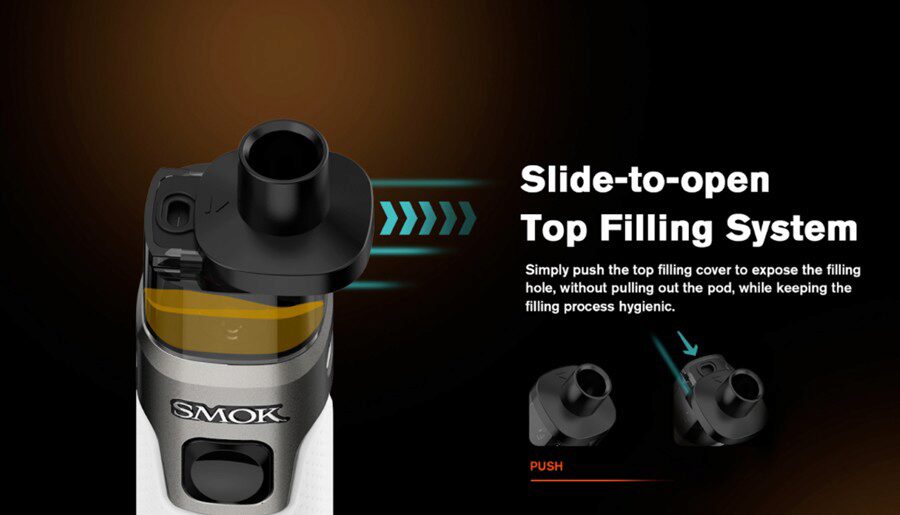 A sliding top fill design on the Smok RPM 5 pods makes topping up with your favourite e-liquid much simpler.