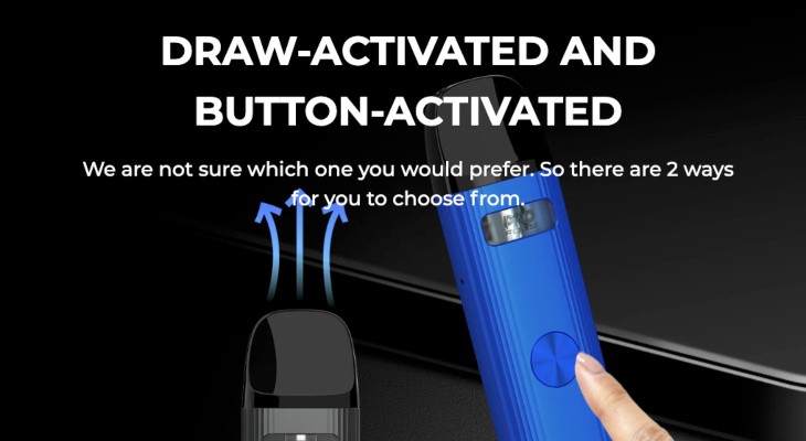 Inhale activation and single button activation give you two ways to vape with the Uwell Caliburn G2 pod vape kit.