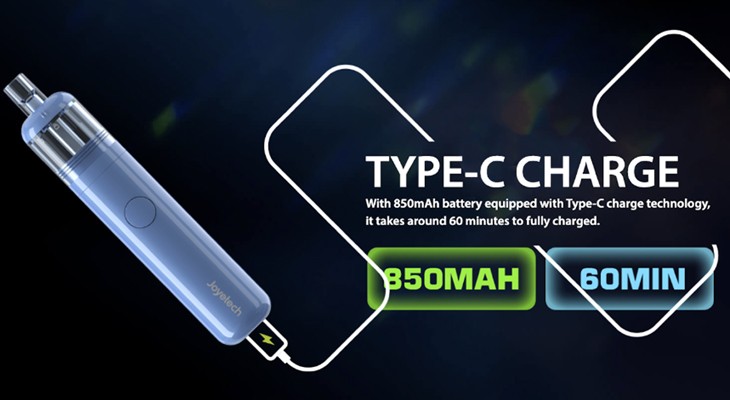 Joyetech Ego 510 plugged into the a USB-C cable.