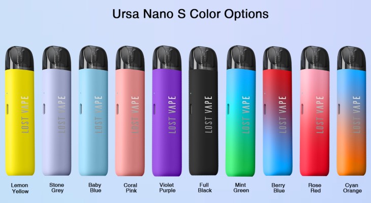 Different coloured Lost Vape Ursa Nano S vape kits