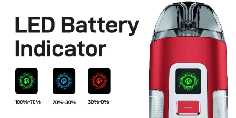 Vaporesso Luxe X2 battery indication LED