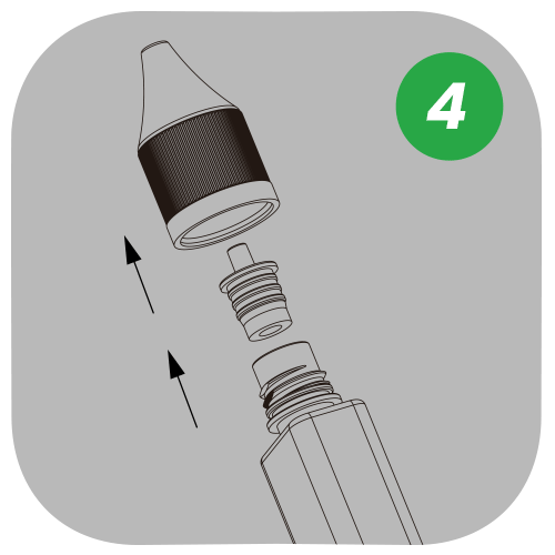 Remove Cap and nozzle from e-liquid bottle