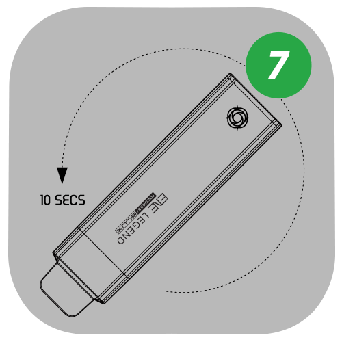 Rotate upside down for 10 secs to fill pod and prime coil