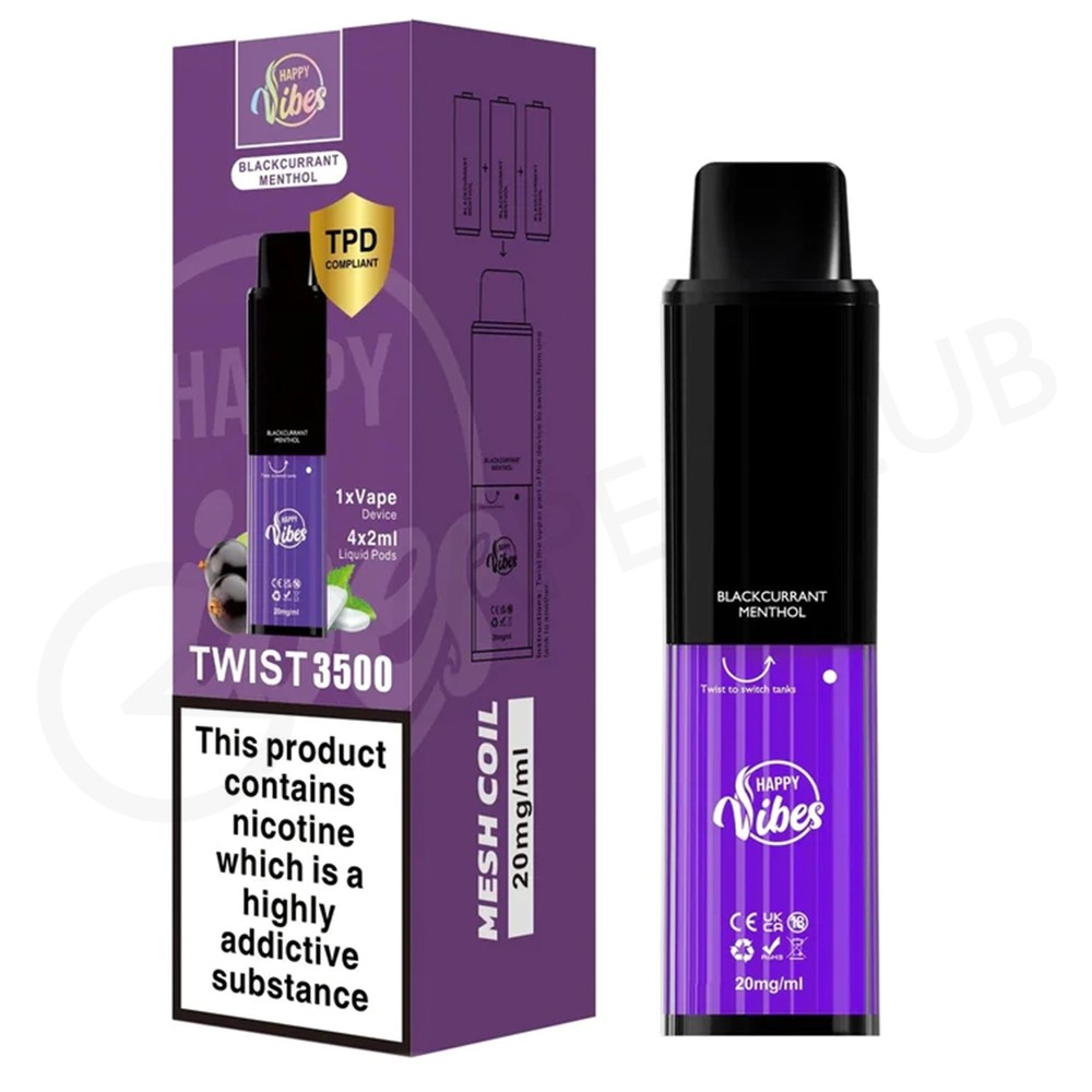 Blackcurrant Menthol Happy Vibes Twist 3500 Disposable Vape