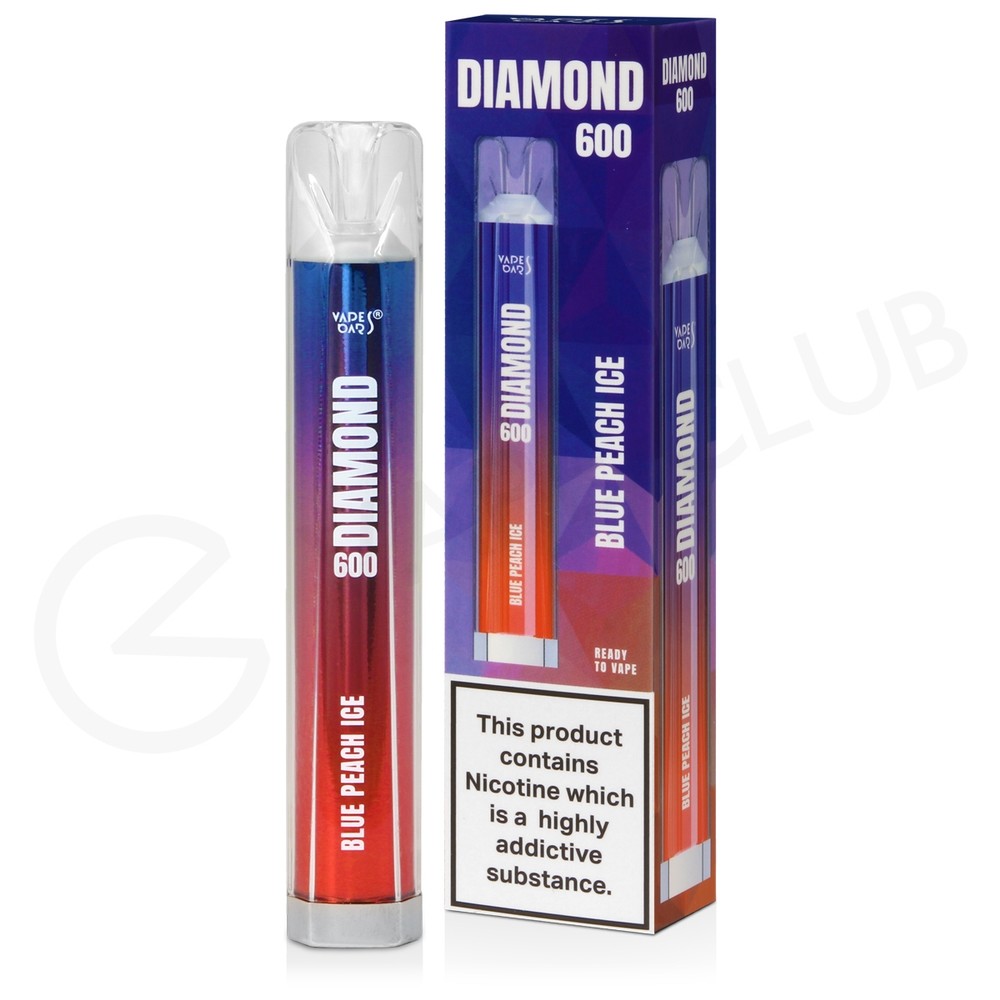 Blue Peach Ice Vapes Bars Diamond 600 Disposable Vape