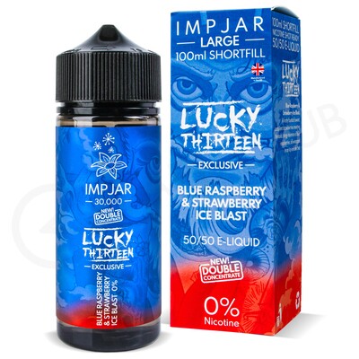Blue Raspberry & Strawberry Ice Blast Shortfill E-Liquid by Imp Jar & Lucky Thirteen 100ml