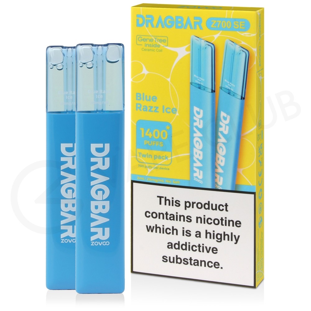 Blue Razz Ice Dragbar Z700SE Disposable Twin Packs 2 for 12