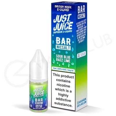 Blue Sour Razz Lime Nic Salt E-Liquid by Just Juice Bar