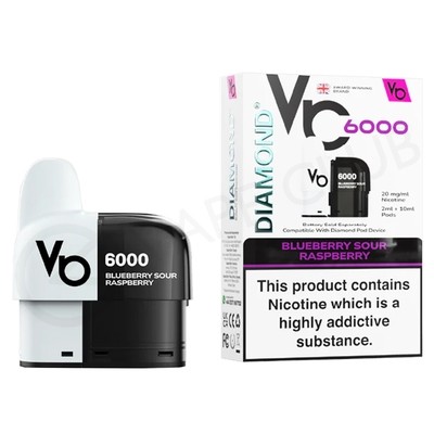 Blueberry Sour Raspberry Vapes Bars Diamond 6000 Refill Pack