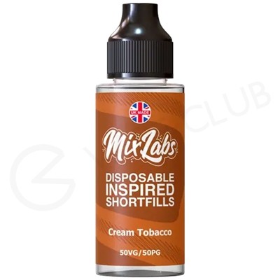 Cream Tobacco Shortfill E-Liquid by Mix Labs 100ml