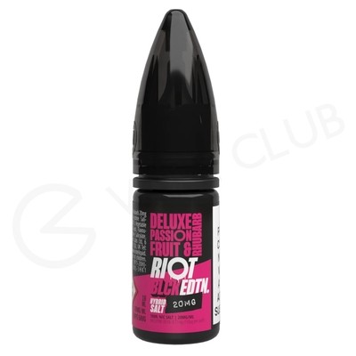 Deluxe Passionfruit & Rhubarb Hybrid Salt E-Liquid by Riot Squad Black Edition