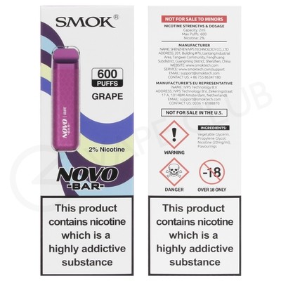 Grape Smok Novo Bar Disposable Vape