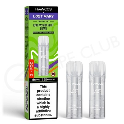 Kiwi Passion Fruit Guava Hawcos x Lost Mary Crystal Pro Prefilled Pods
