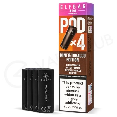 Mint & Tobacco Elf Bar 4 in 1 Prefilled Pods