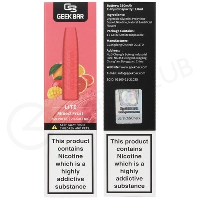 Mixed Fruit Geek Bar Lite Disposable Vape