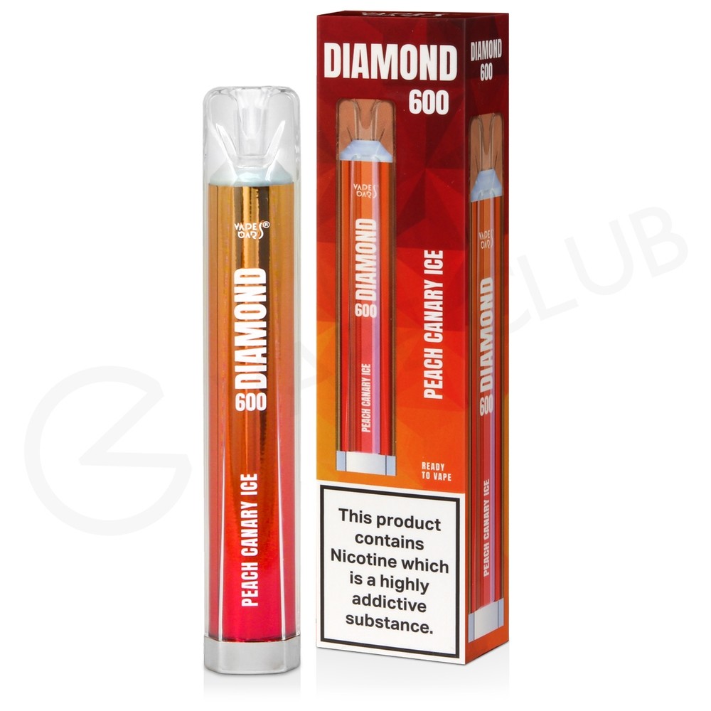 Peach Canary Ice Vapes Bars Diamond 600 Disposable Vape