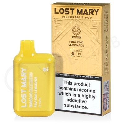 Pina Kiwi Lemonade Lost Mary BM600S Gold Edition Disposable Vape